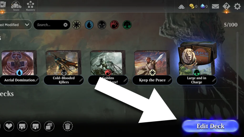 edit deck mtg arena
