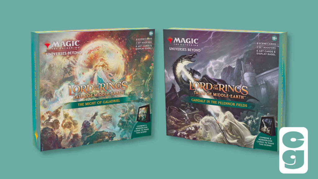 Magic The Gathering The Lord of The Rings: Tales of Middle-Earth Scene Box  - The Might of Galadriel (6 Scene Cards, 6 Art Cards, 3 Set Boosters +