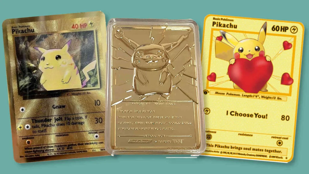 Pokemon Gold Metal Card Pikachu i Choose You 