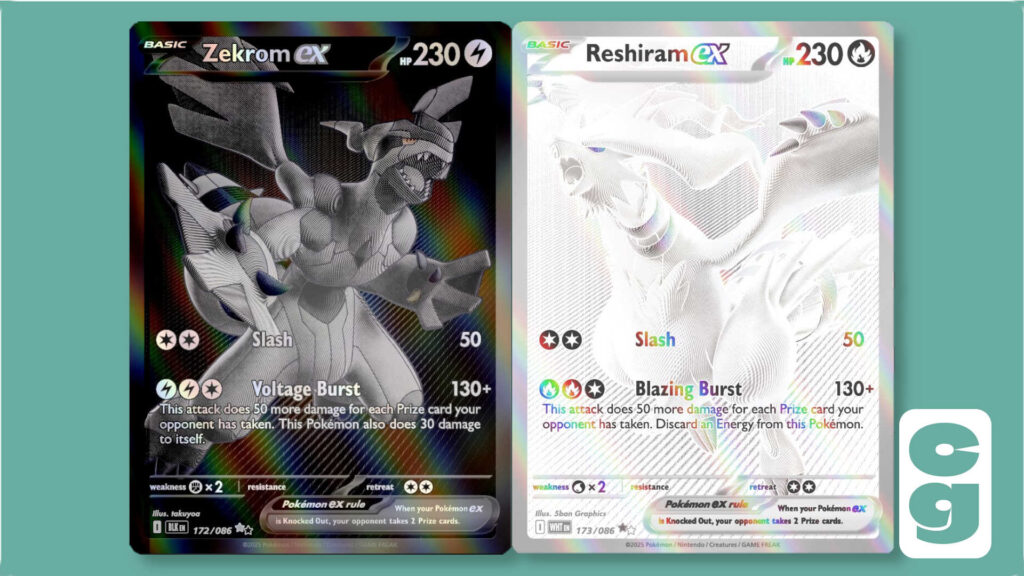 Zekrom ex and Reshiram ex Pokémon cards