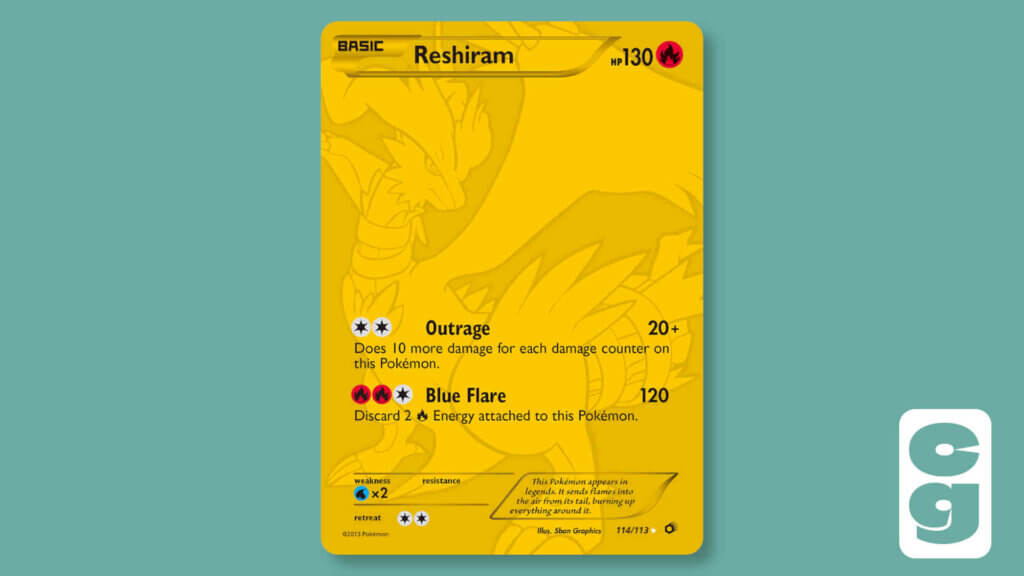 Pokemon Gold Card - Reshiram
