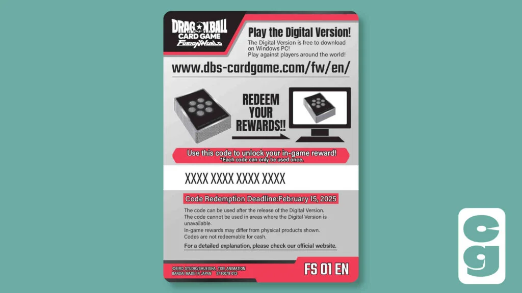 Dragon Ball Fusion World Digital Code Card