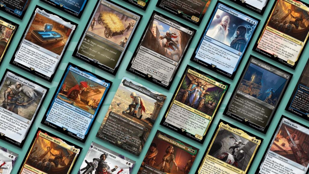 Magic: The Gathering Assassin's Creed Cards on the Card Gamer background