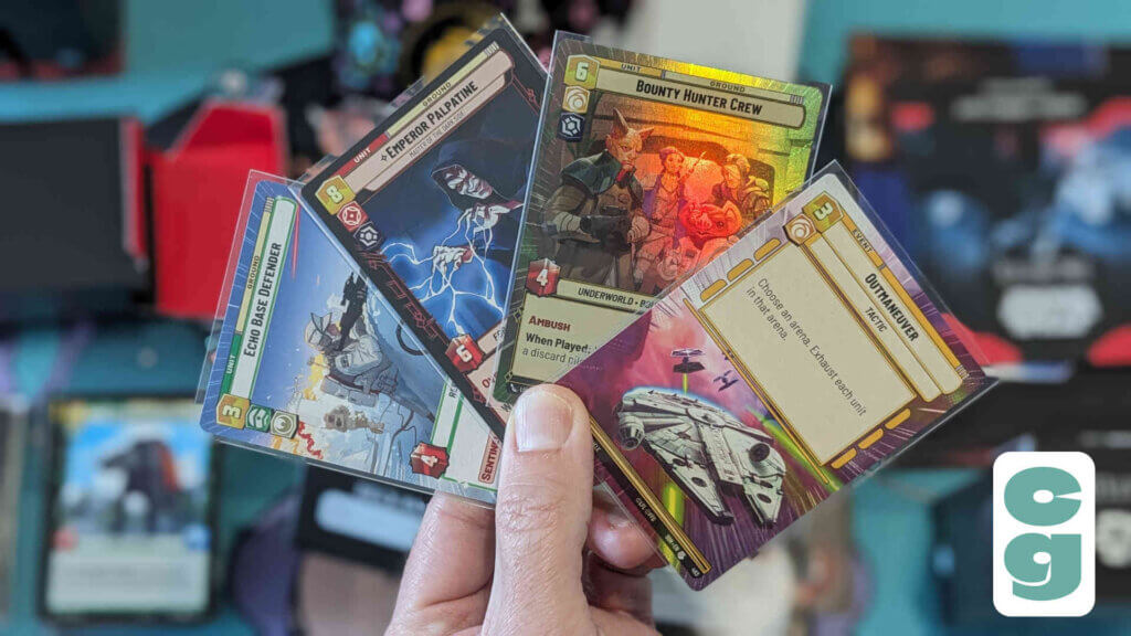 Star Wars Unlimited Rare Cards held by Jason