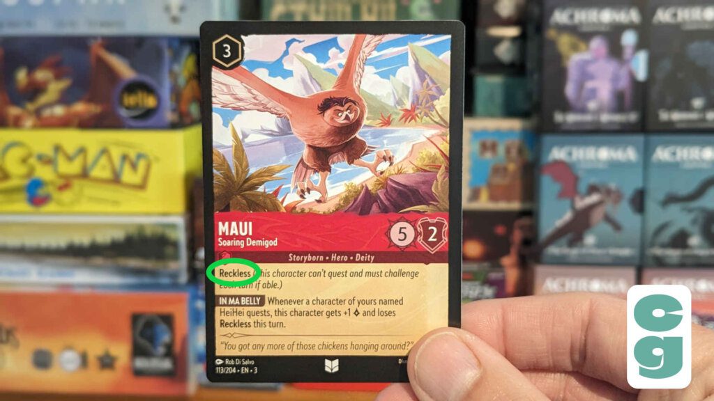 Lorcana Reckless Keyword with the Maui eagle graphic