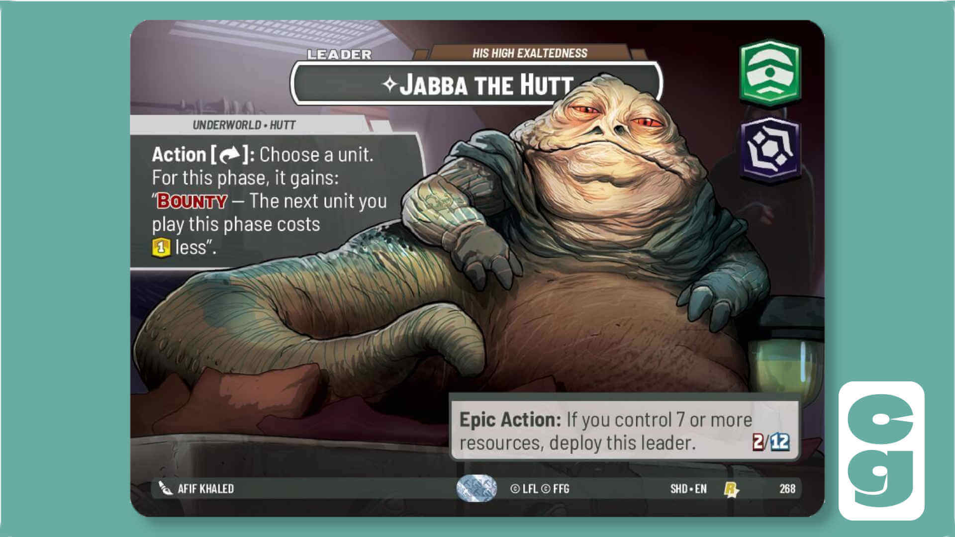 Star Wars Unlimited Jabba Leader Card