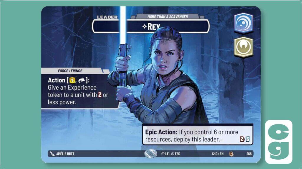 SWU Shadows of the Galaxy Showcase Rey - Leader Side