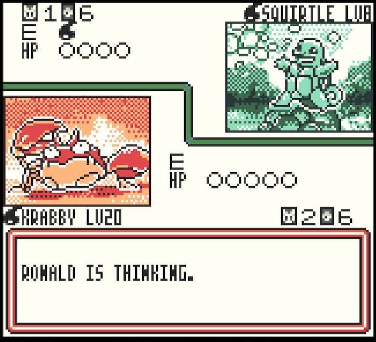 The typical start of a Duel in the Pokémon TCG for Game Boy Color.