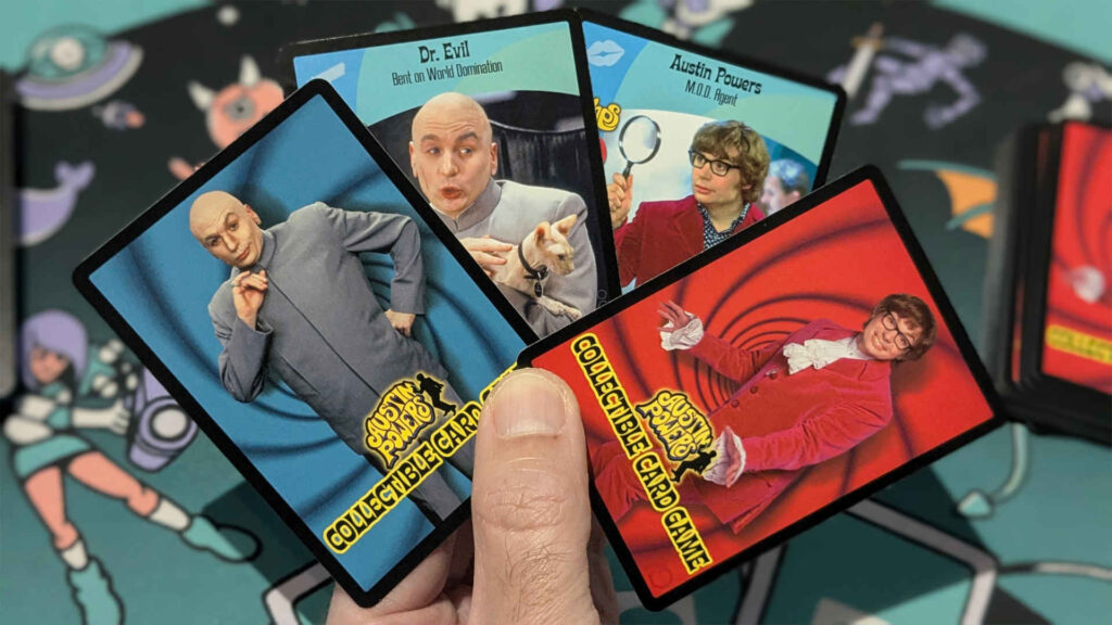 Austin Powers CCG cards featuring Dr. Evil and Austin Powers himself.