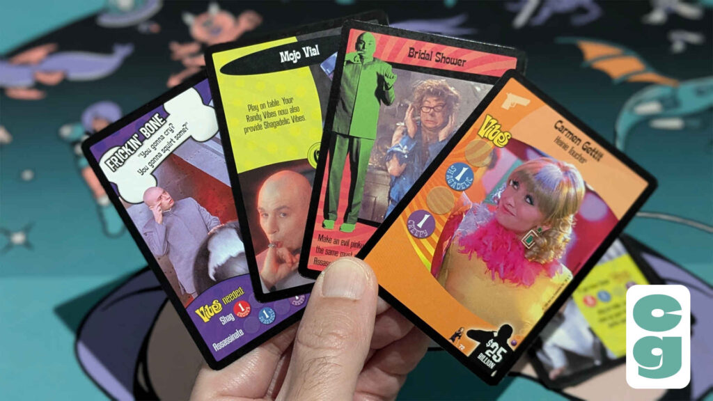 Austin Powers CCG cards in hand