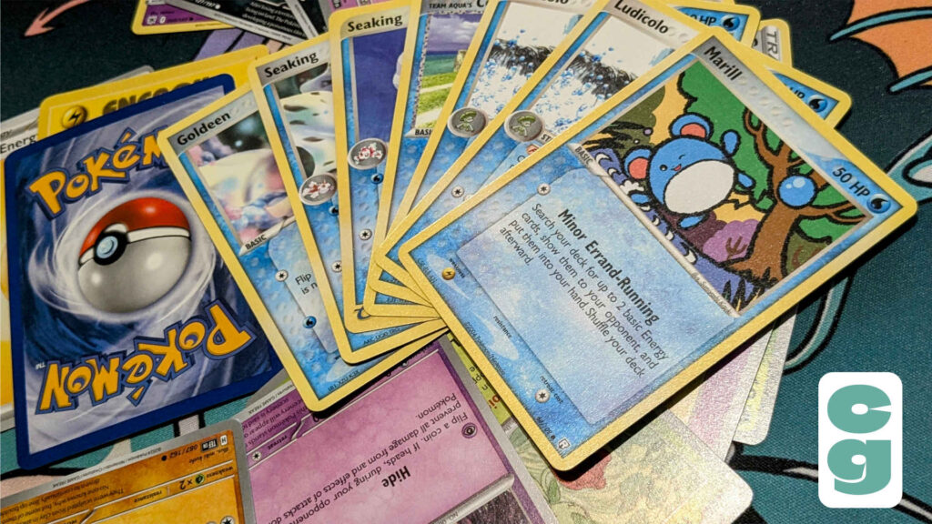 Pokémon Classic cards, fanned out on a playmat