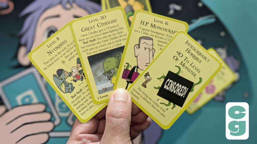 A hand of Munchkin Cthulhu cards