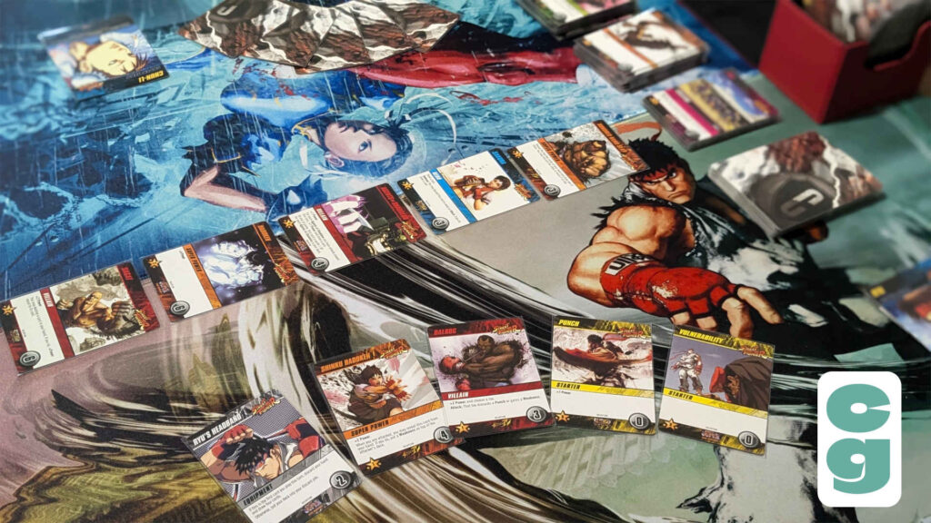 An example of gameplay in the Street Fighter Deck Building Game