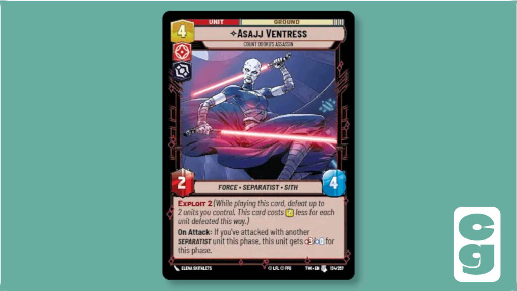 The Asajj Ventress Unit Card From Star Wars Unlimited