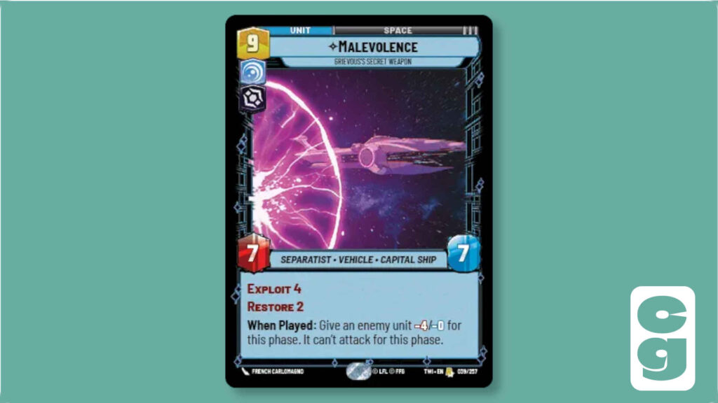 The Malevolence Card From Star Wars Unlimited