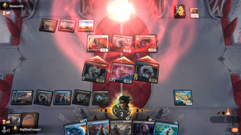 An in-game screenshot of Dimir Faeries winning a match.