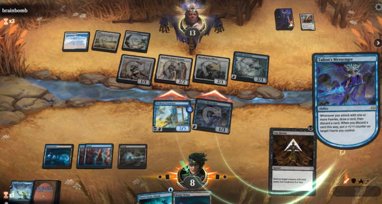 A screenshot of "Talion's Messenger"'s ability resolving in one of my MTGA matches.