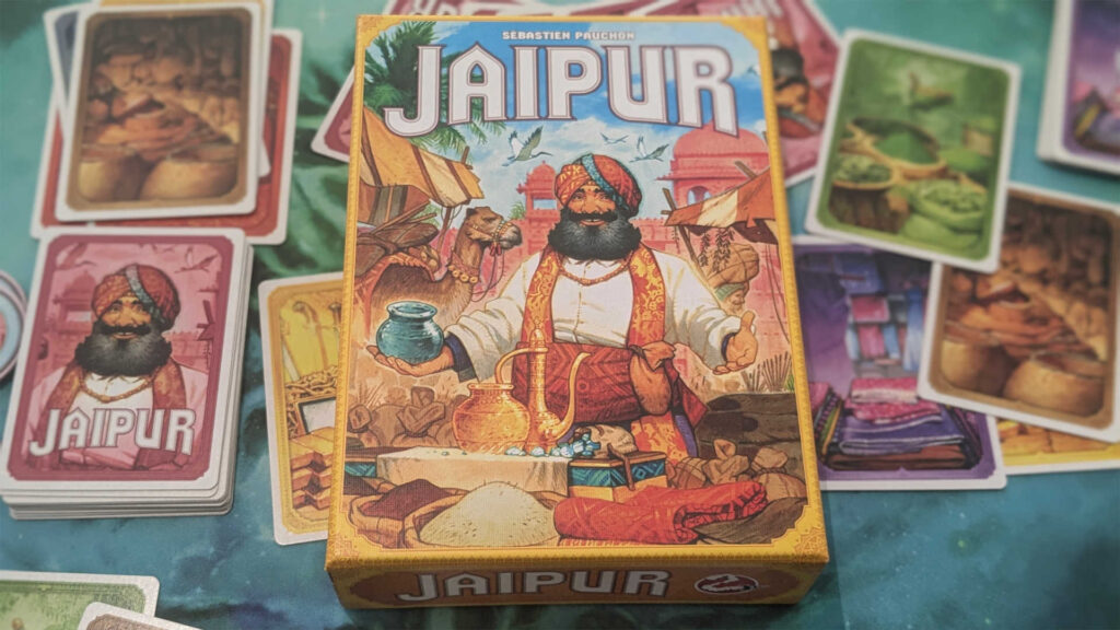 Jaipur 2nd Edition surrounded by Jaipur cards and tokens