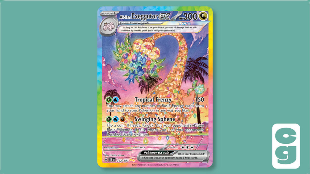 The Pokémon TCG card Alolan Exeggutor ex, in its Special Illustration Rare variant