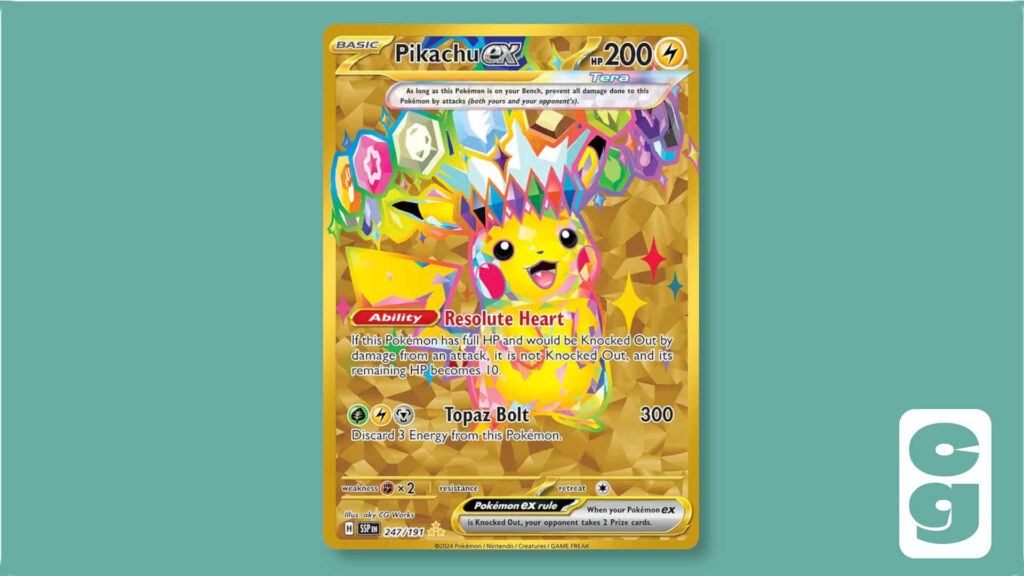 The Pokémon TCG card Pikachu ex, in its Hyper Rare variant