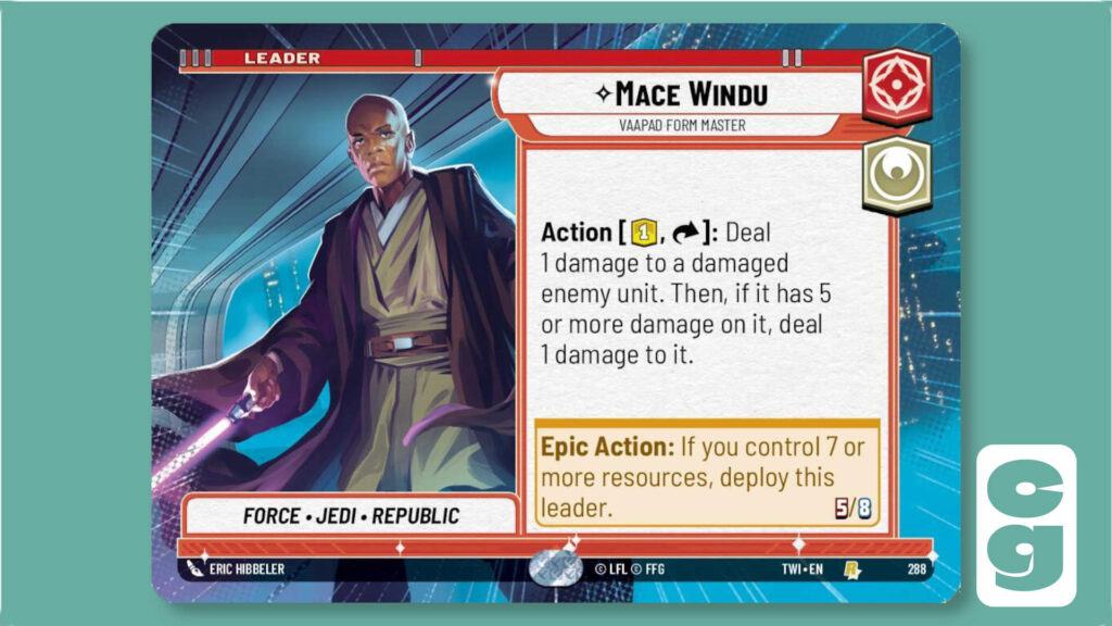 Mace Windu Showcase Leader Card from Star Wars Unlimited