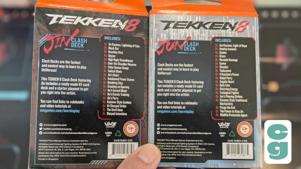 UniVersus Tekken 8 Decks - Back of each box