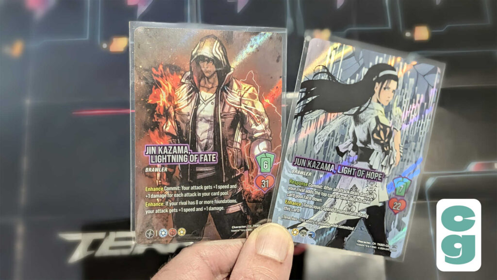 Two UniVersus character cards: Jin and Jun Kazama