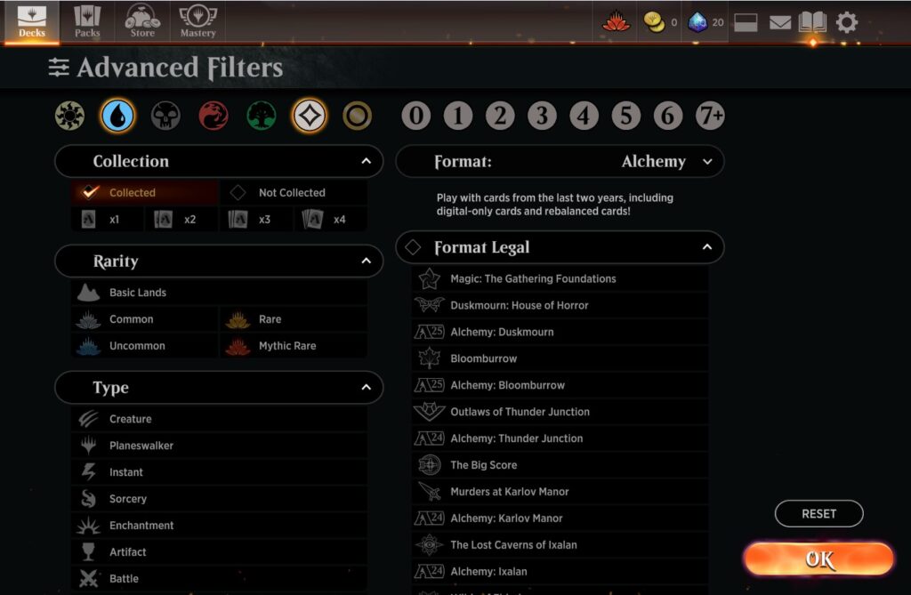 Advanced filters