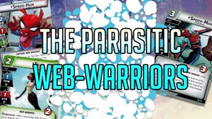 Cover image for article asking if the Web-Warrior trait is parasitic. Spider-Ham, Silk and Spider-Man featured.