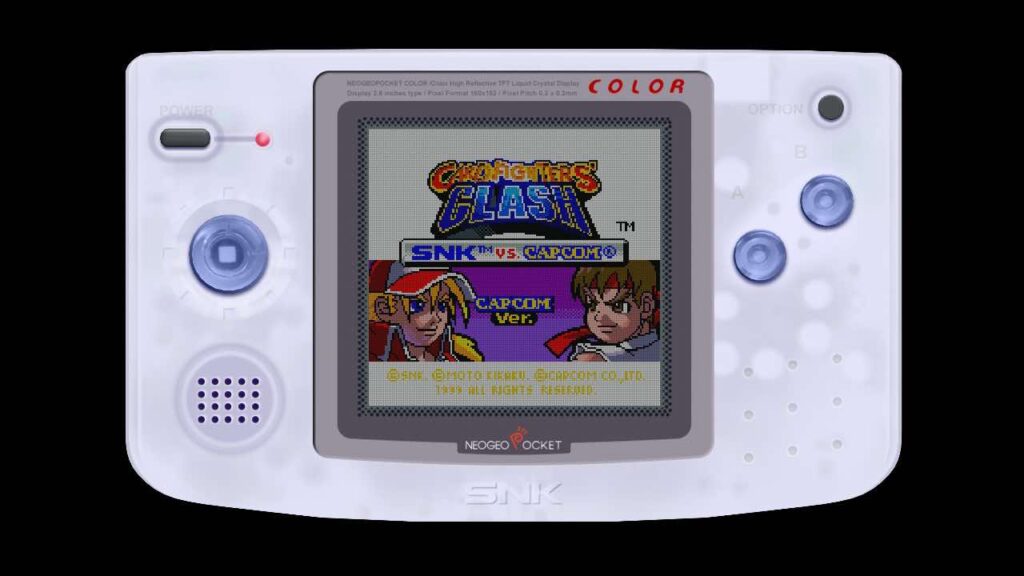 The title screen for SNK Vs. Capcom: Card Fighters Clash, the subject of this Retro-Spective. Image credit: SNK
