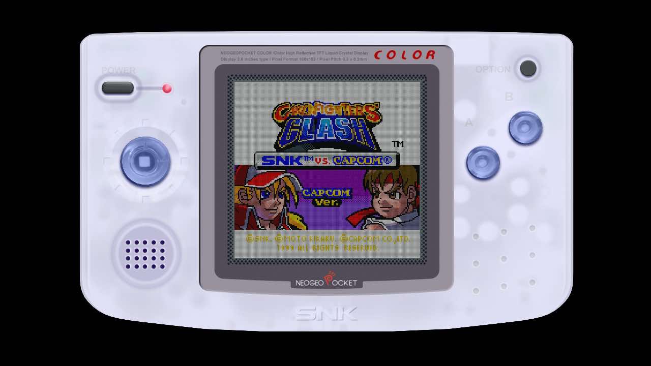 The title screen for SNK Vs. Capcom: Card Fighters Clash, the subject of this Retro-Spective. Image credit: SNK