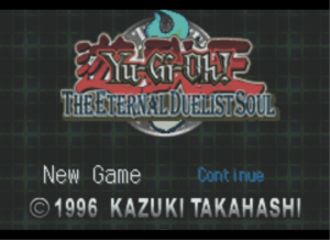 The title screen for Yu-Gi-Oh! The Eternal Duelist Soul. Image credit: Konami
