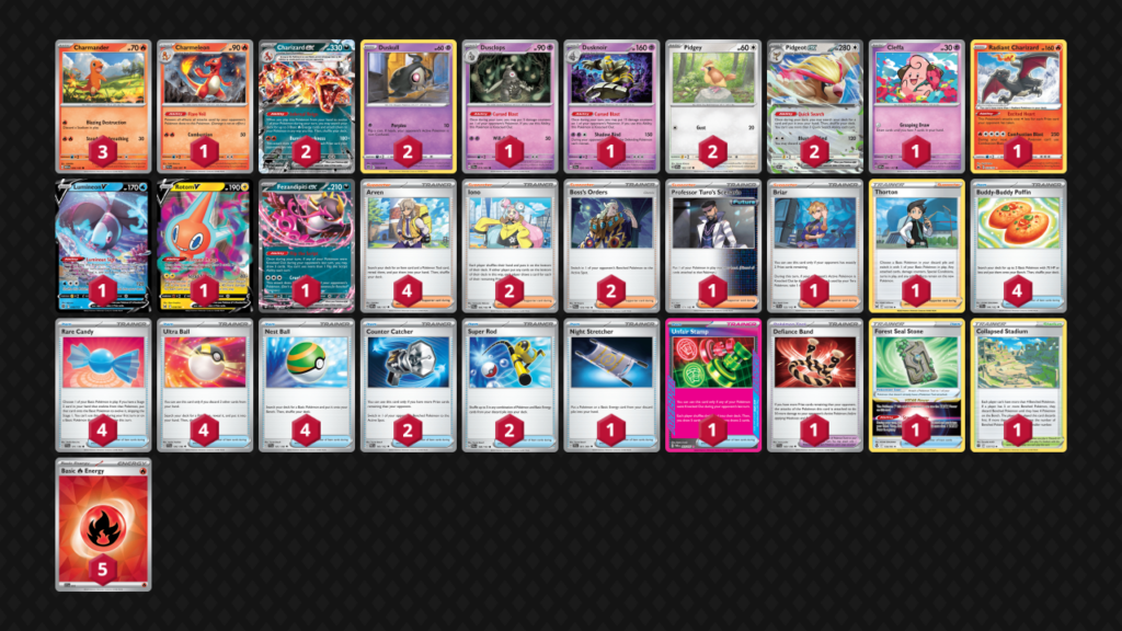 Decklist for Charizard ex from Surging Sparks meta