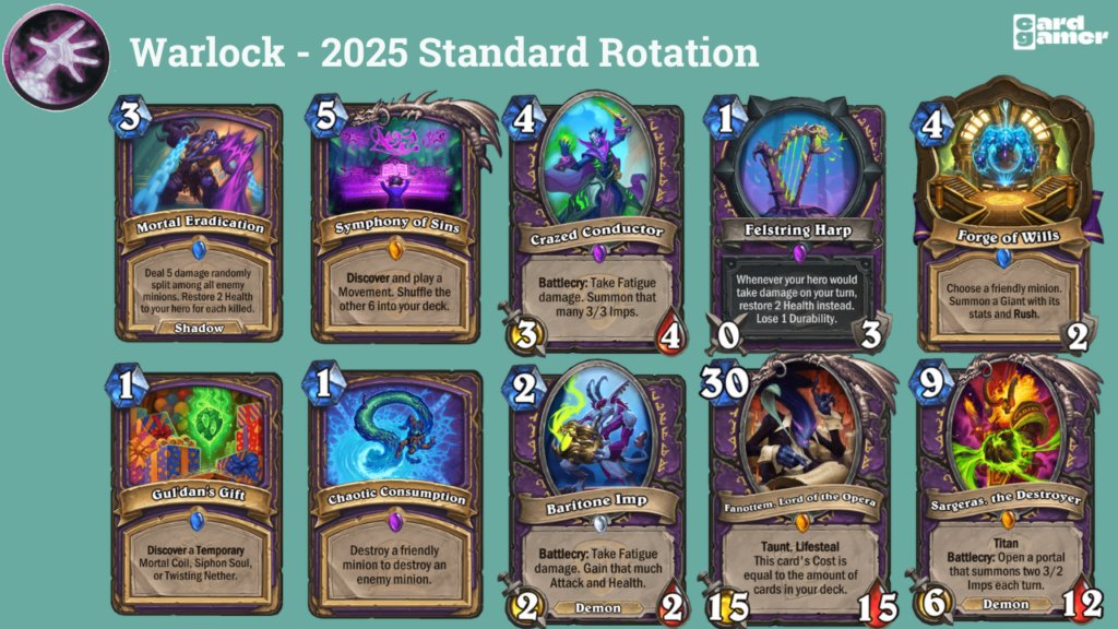 Hearthstone 2025 Standard Rotation Warlock Key Cards