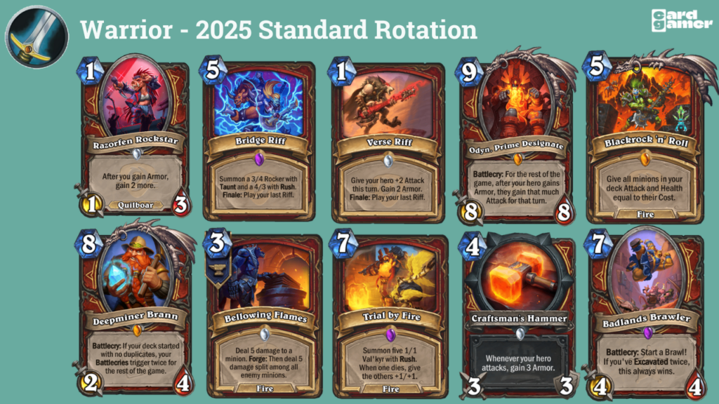 Hearthstone 2025 Standard Rotation Warrior Key Cards