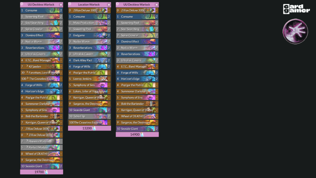Location Wheel Warlock Deck Hearthstone