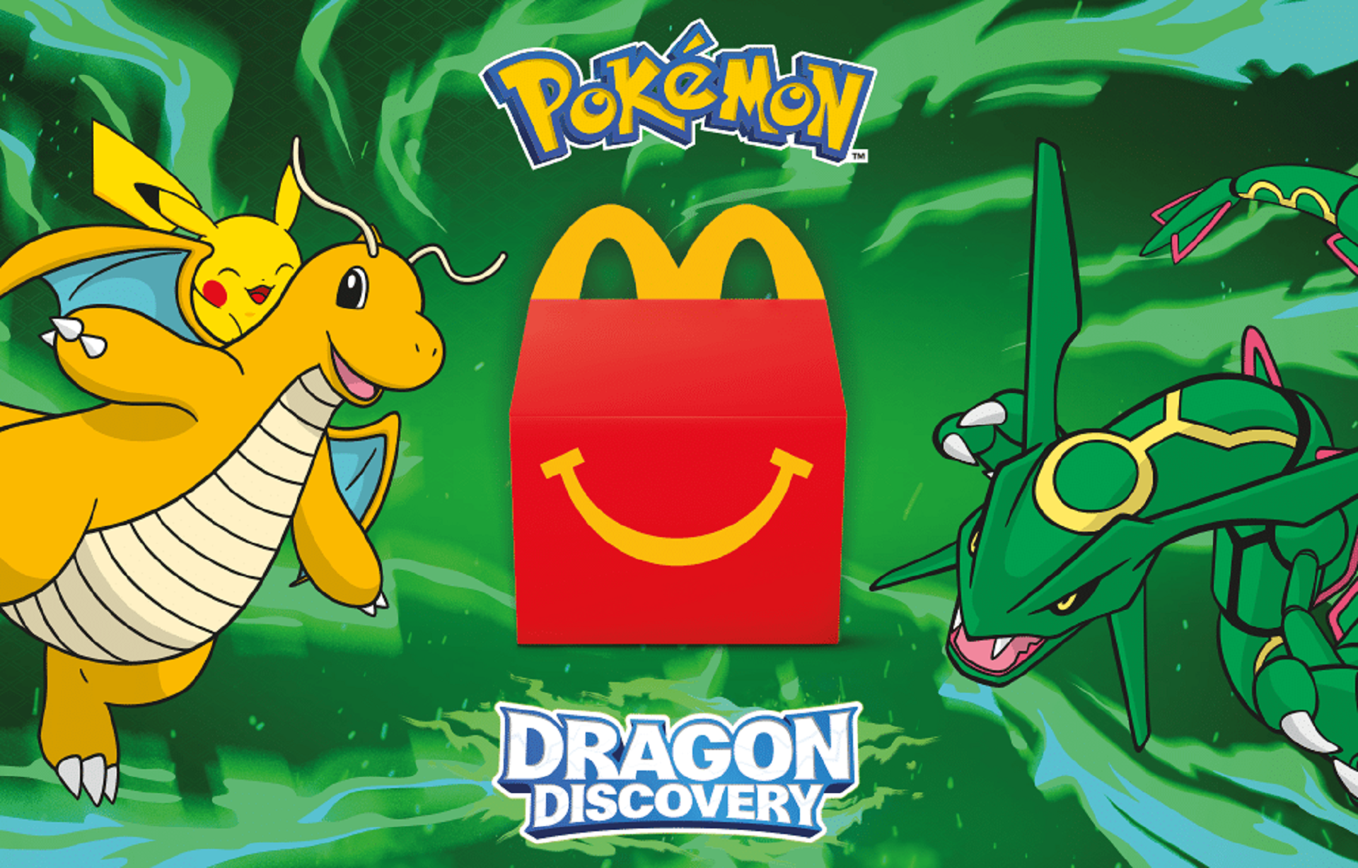 Key art from McDonald's Austria detailing the Pokémon TCG's "Dragon Discovery" promotion. Image credit: PokéBeach