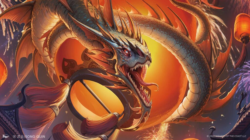 The full art for the Year of the Snake promo of Xyris, the Writhing Storm. Revealed for Lunar New Year 2025. Illustrated by Song Qijin.