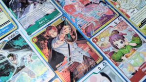 One Piece Foil Cards of various types and rarities, arranged in a grid pattern