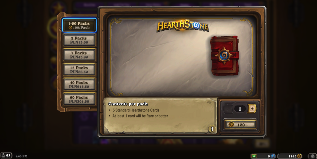 Hearthstone Standard Packs