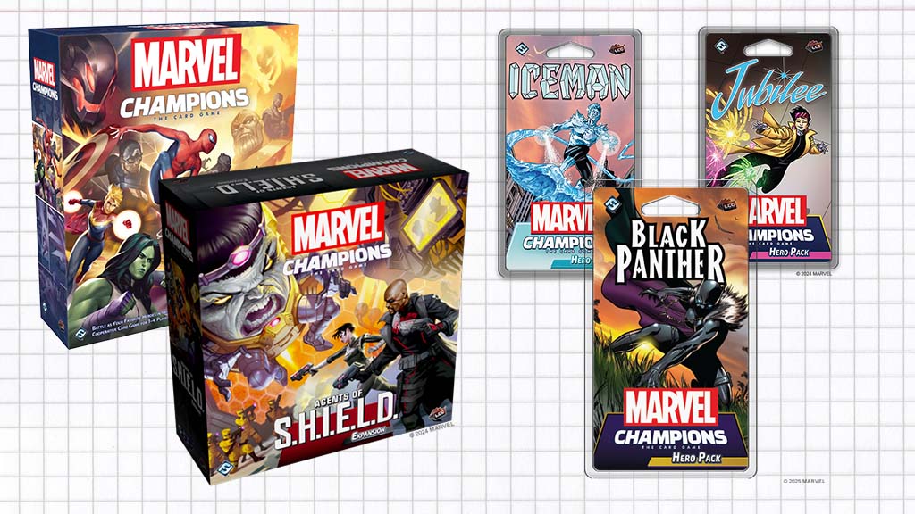 An example new player card pool: The Core Set, Agents of SHIELD, Iceman, Jubilee, and Black Panther.