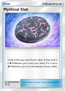 Mythical Slab, a card from Mythical Island, a smaller set in Pokémon TCG Pocket. Illustrated by AYUMI ODASHIMA.