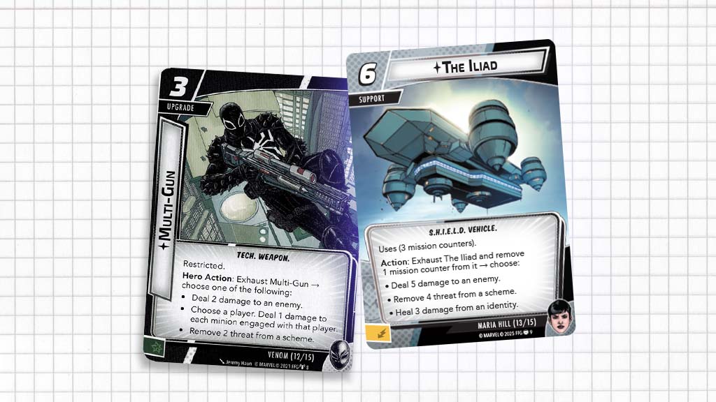 The Iliad, paired with Multi Gun, from the Venom hero pack.