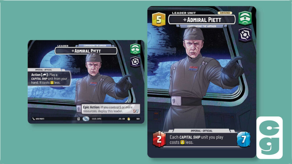 Admiral Piett Showcase Leader card from SWU