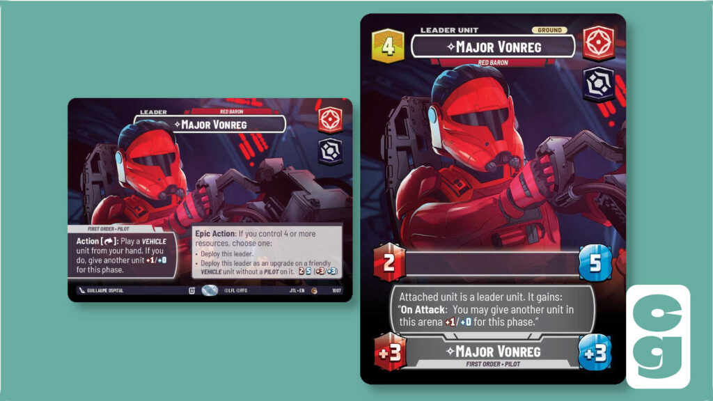 The Major Vonreg Leader Showcase card from SWU