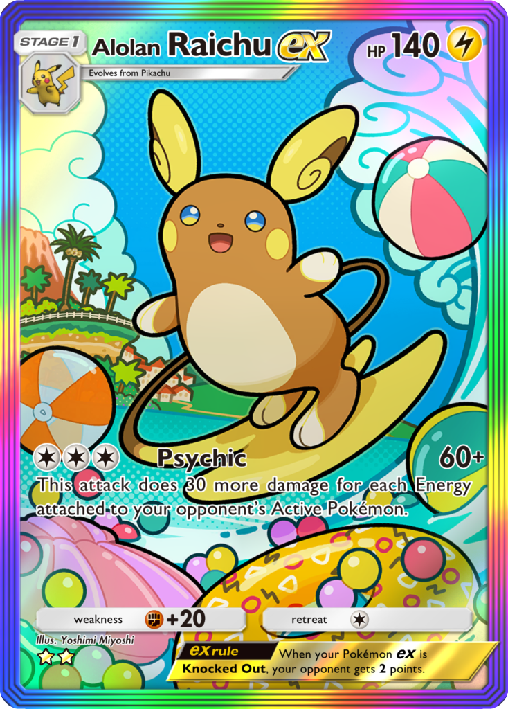 Alolan Raichu ex, a card from Celestial Guardians, the next set for PTCGP. Image credit: The Pokémon Company