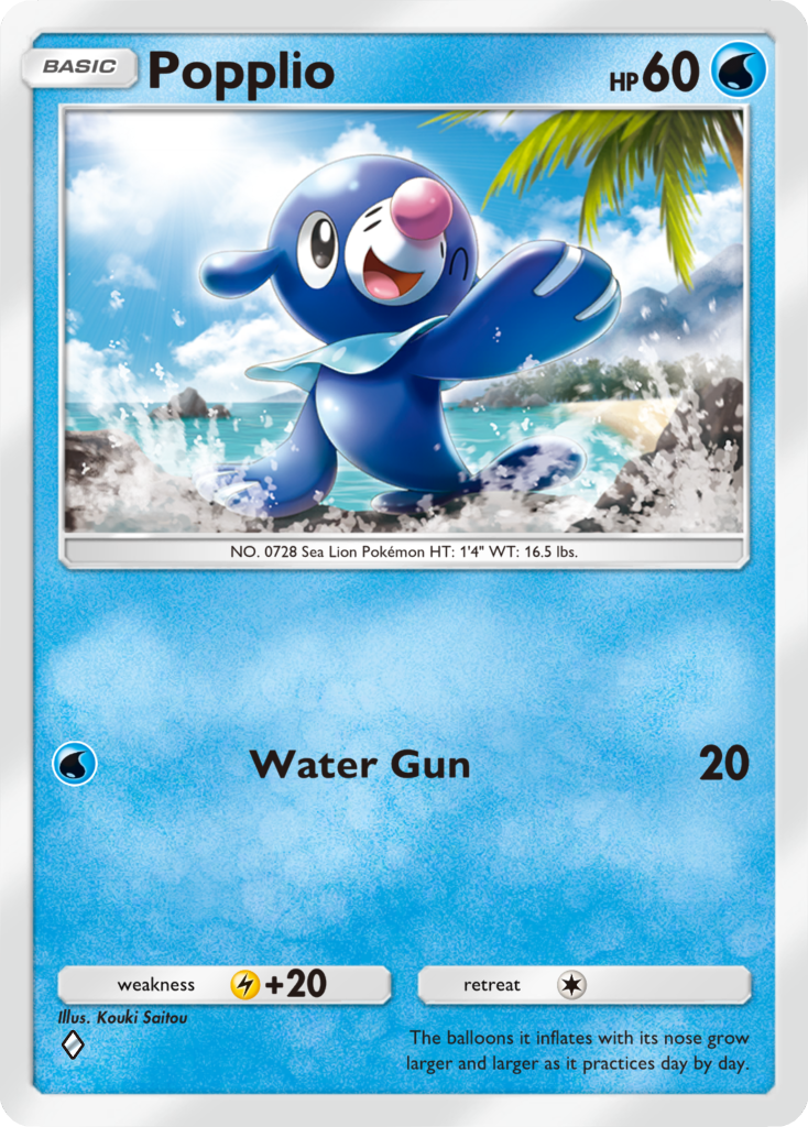 Popplio, a card from Celestial Guardians, the next set for Pokémon TCG Pocket. Image credit: The Pokémon Company