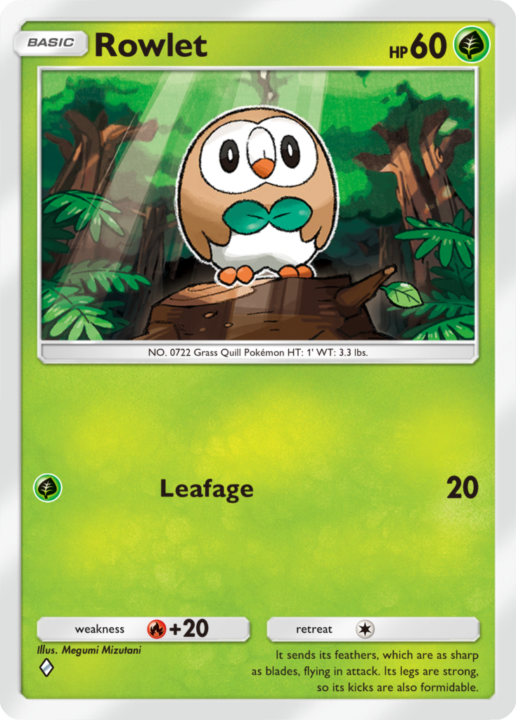 Rowlet, a card from Celestial Guardians, the next set for Pokémon TCG Pocket. Image credit: The Pokémon Company