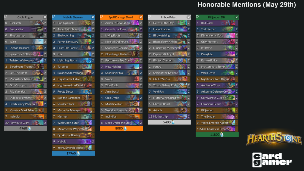 Honorable Mentions Hearthstone Decklists