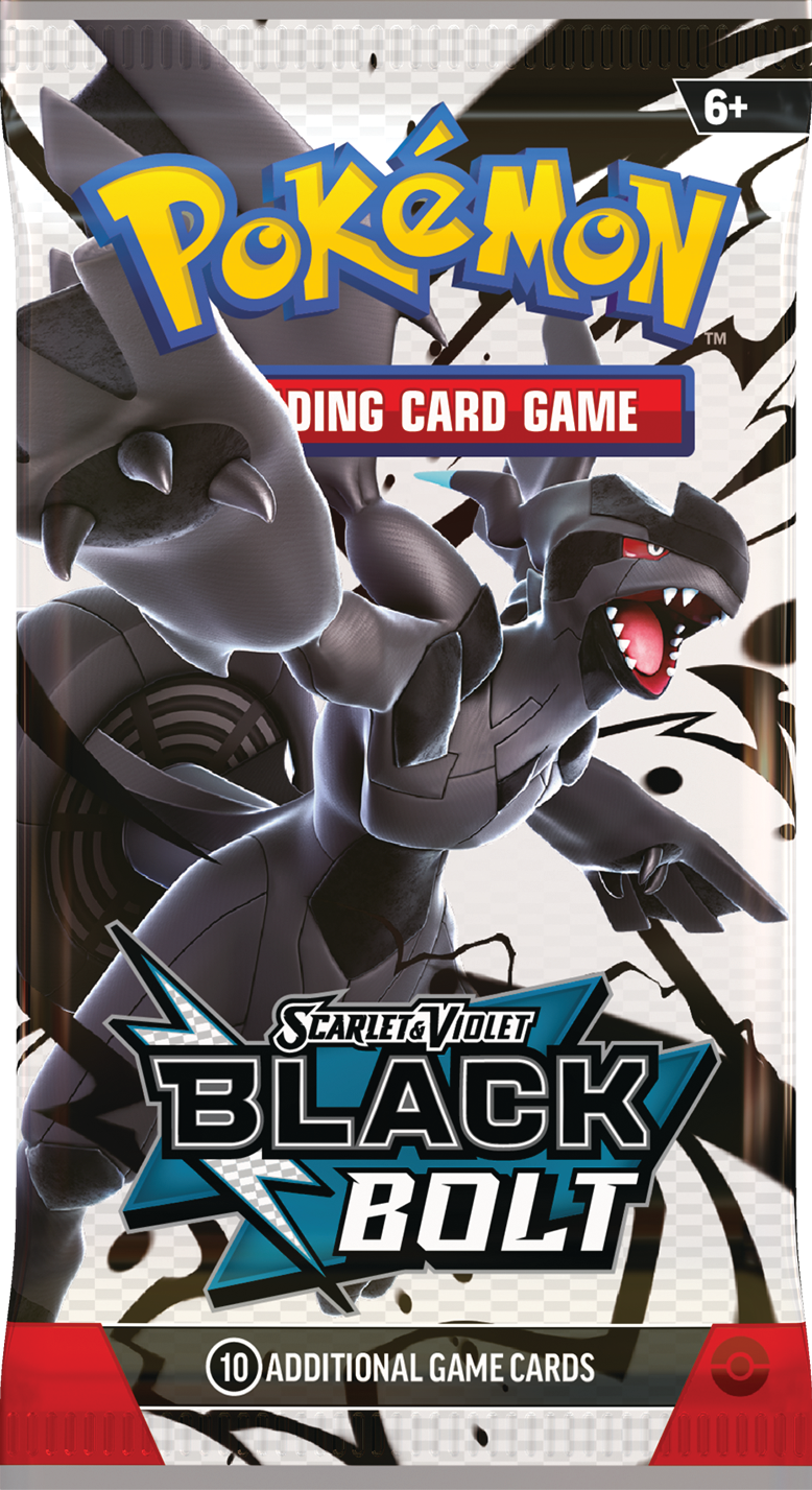 A rendering of the pack wrapping for the new Pokémon TCG set, Scarlet & Violet - Black Bolt. Image credit: The Pokémon Company